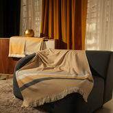 Royal Cover Throw - Beige / White / Mustard / Denim Stripes