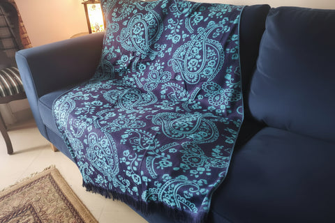 Dual-Tone Reversible Throw - Navy & Turquoise