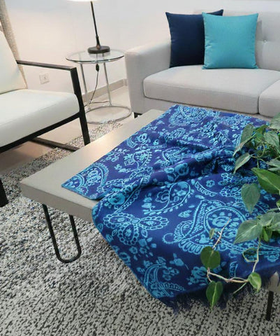 Dual-Tone Reversible Throw - Navy & Turquoise