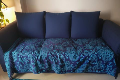 Dual-Tone Reversible Throw - Navy & Turquoise