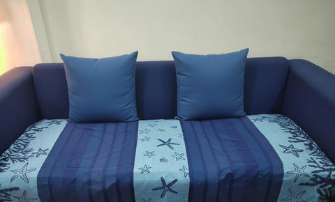 Reversible Cotton Throw | Blue & Light Blue Stripes