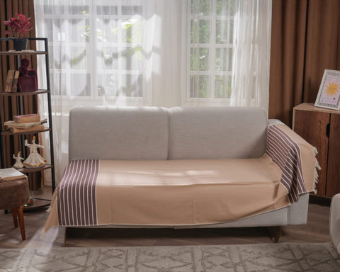 مفرش كانيون - بيج غامق بإطار بني